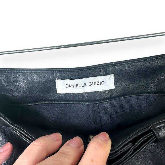 Danielle Guizio Black Ultra High Waisted Faux Leather Belted Skinny Pants Small - Picture 13 of 15